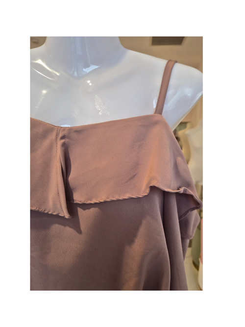 Mauve Off-Shoulder Ruffle Blouse