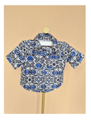 Handmade Blue Print Shirt & Shorts Set – Size 1–2