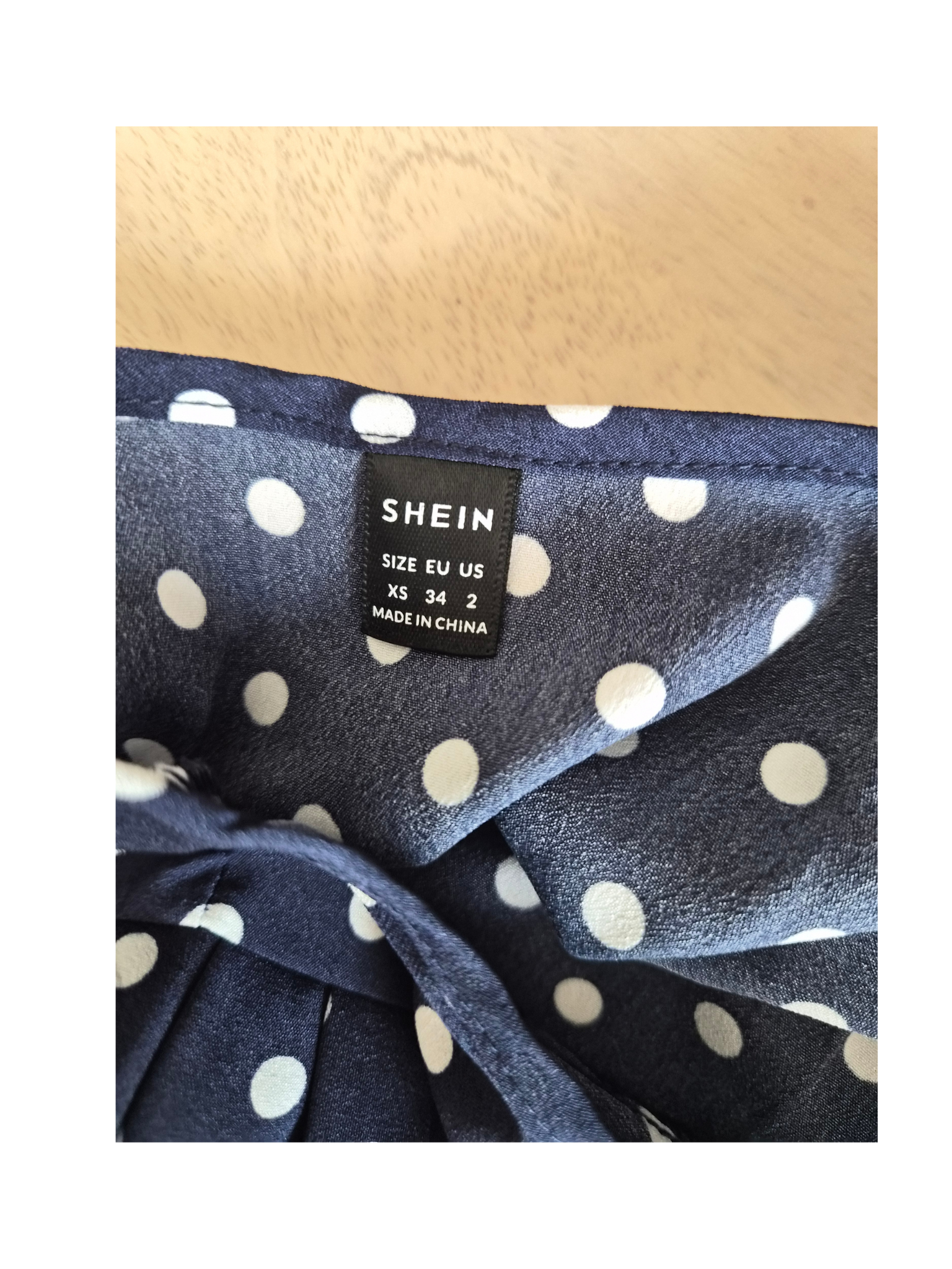 SHEIN Navy Polka Dot Blouse – Size XS