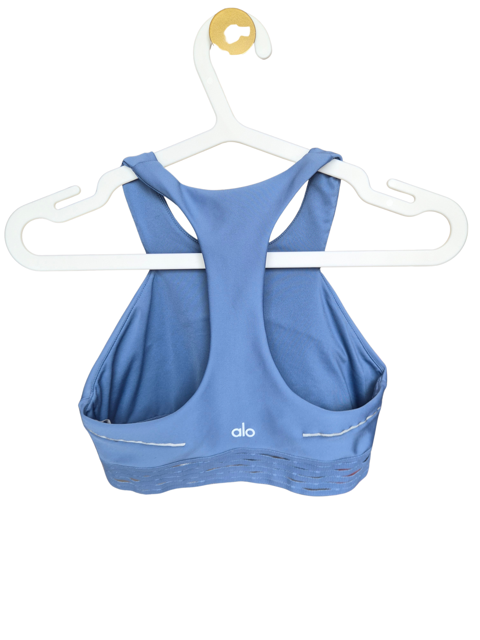 Size S – Alo Yoga Blue High-Neck Sports Bra