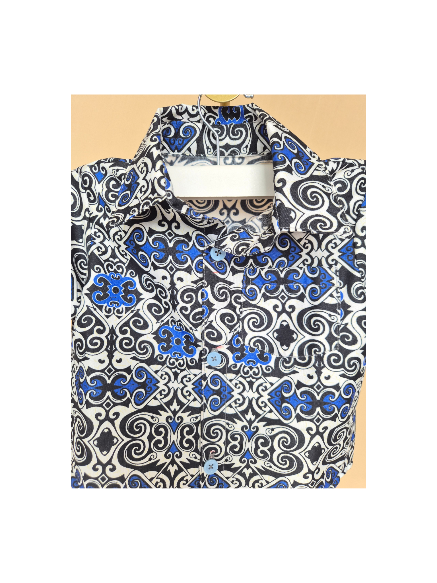 Handmade Blue Print Shirt & Shorts Set – Size 1–2