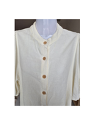 Cream Puff Sleeve Button-Front Midi Dress Free Size