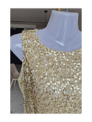 Miss Chase White & Gold Sequin Evening Gown