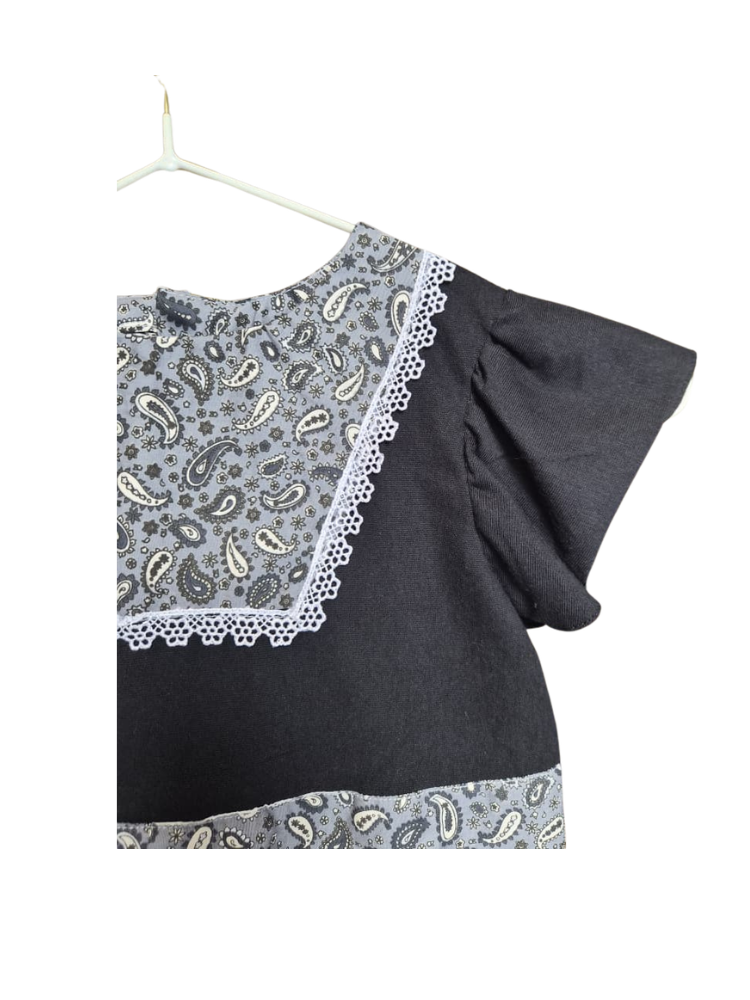 Handmade Paisley Flutter Sleeve Dress – Size 2–3 Years