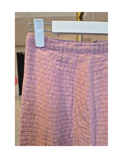 Vintage-Inspired Pink Textured A-Line Midi Skirt