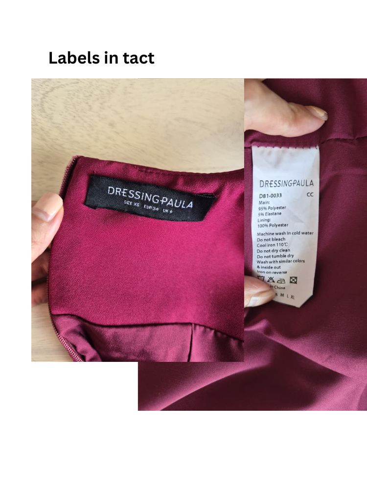 Dressing Paula Magenta Bodycon Midi Dress – Size UK 6 / XS