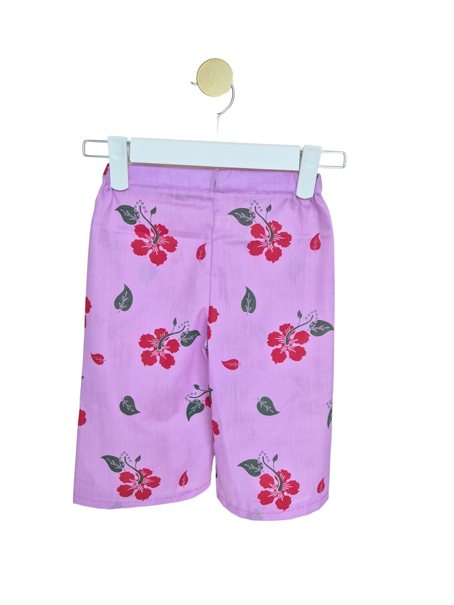 Handmade Pink Hibiscus Top & Trousers Set – Size 1–2 Years