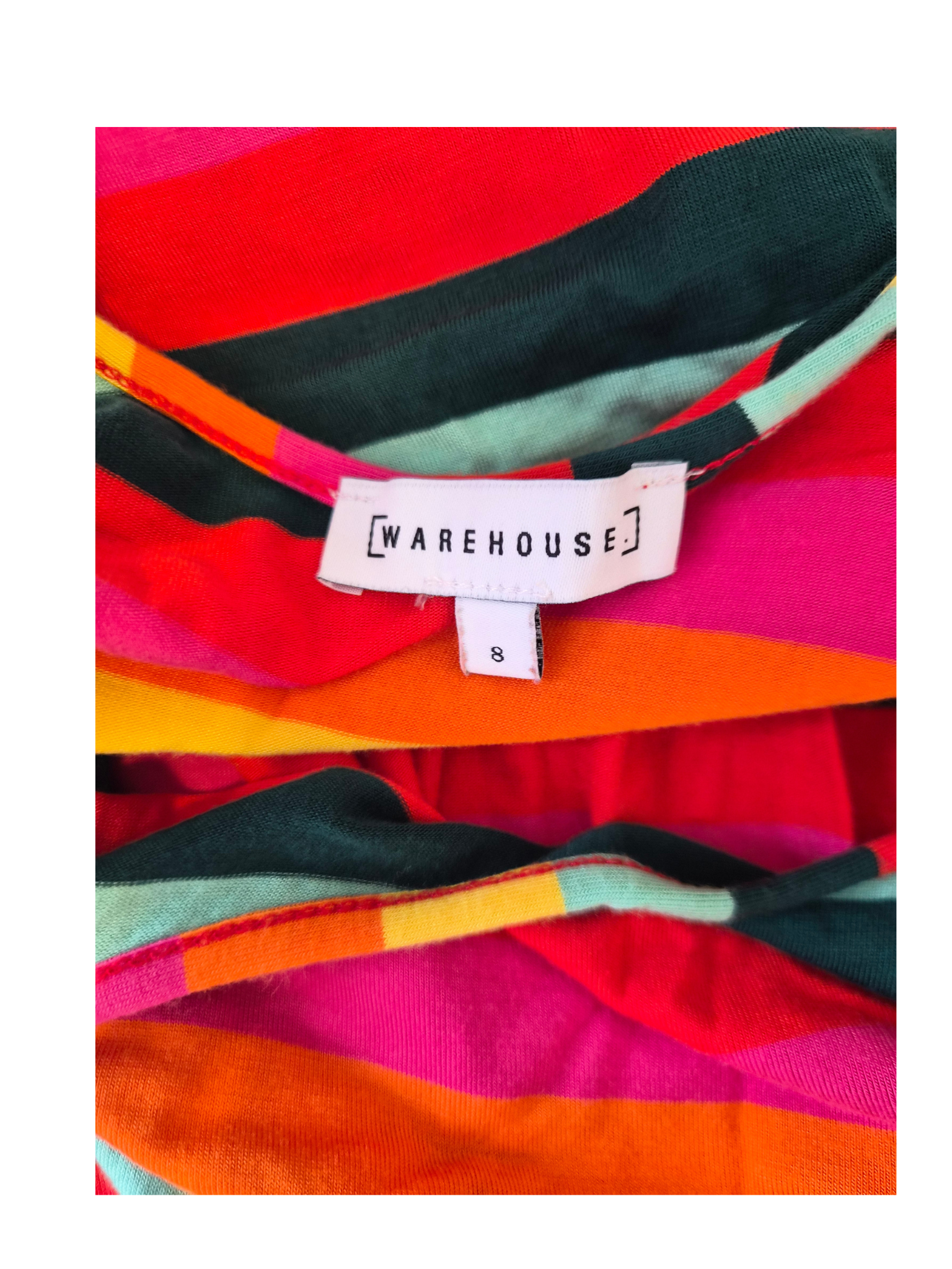 Warehouse Rainbow Stripe Maxi Dress Size 8 /S