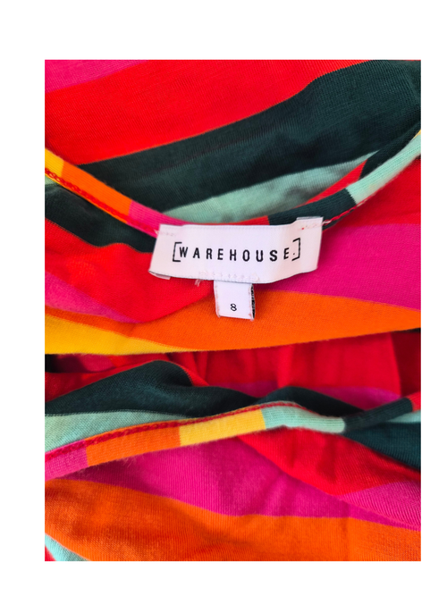 Warehouse Rainbow Stripe Maxi Dress Size 8 /S