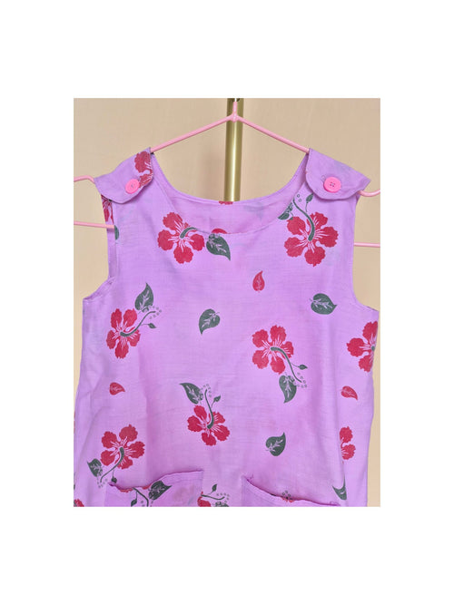 Handmade Pink Hibiscus Top & Trousers Set – Size 1–2 Years