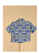 Handmade Blue Print Shirt & Shorts Set – Size 1–2