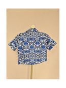 Handmade Blue Print Shirt & Shorts Set – Size 1–2