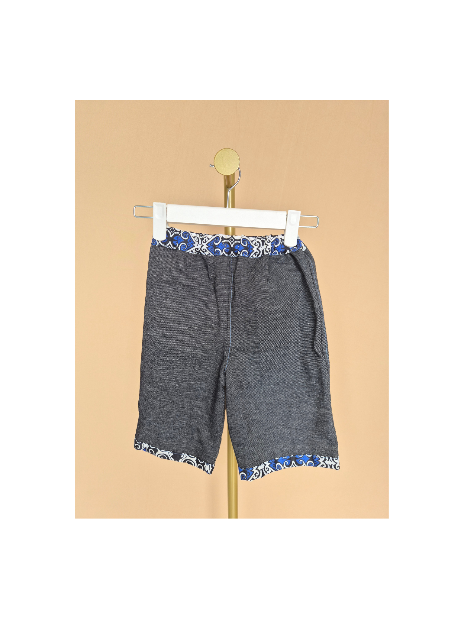 Handmade Blue Print Shirt & Shorts Set – Size 1–2