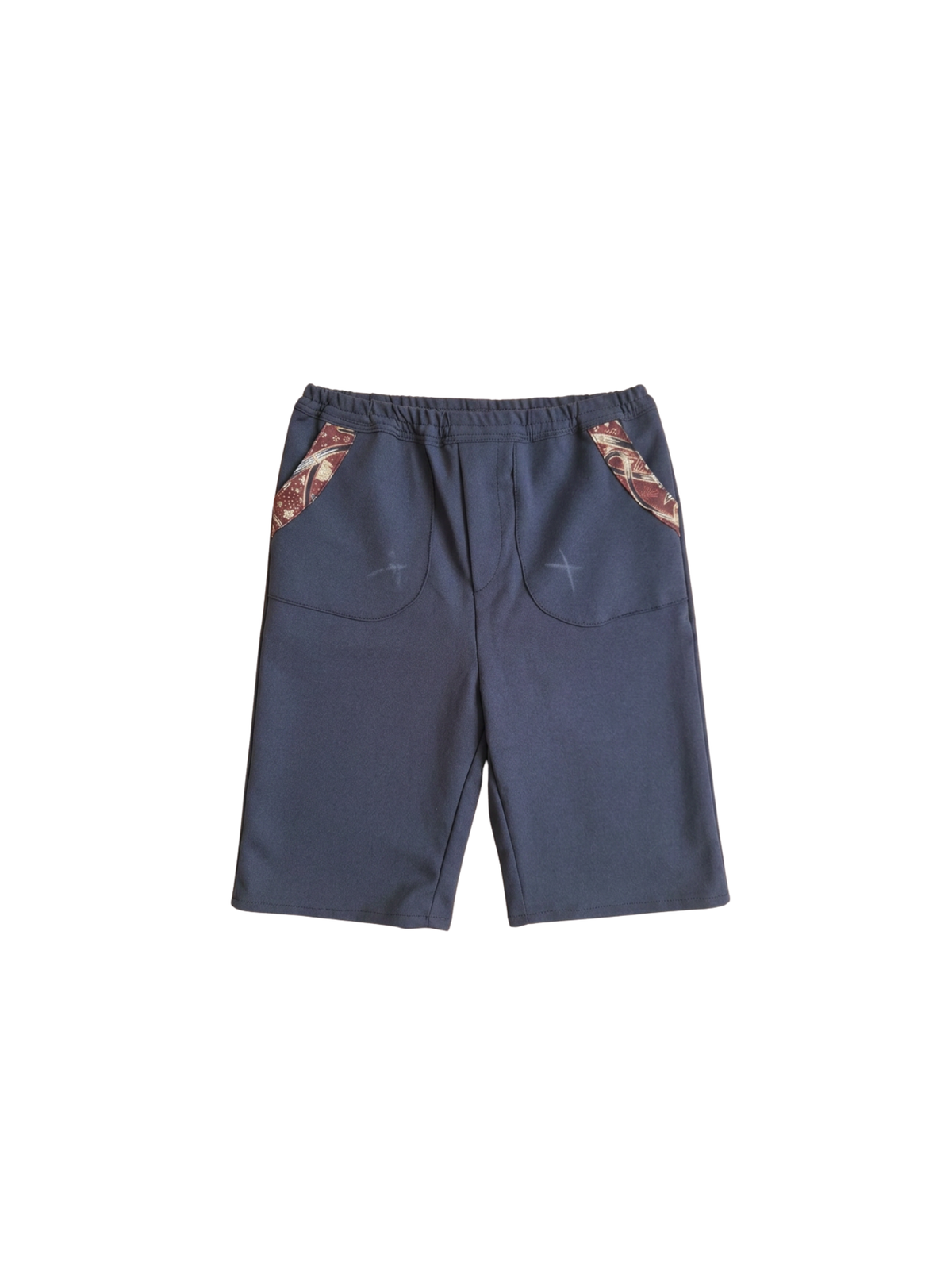 Handmade Maroon Print Shirt & Navy Shorts Set – Size 1–2
