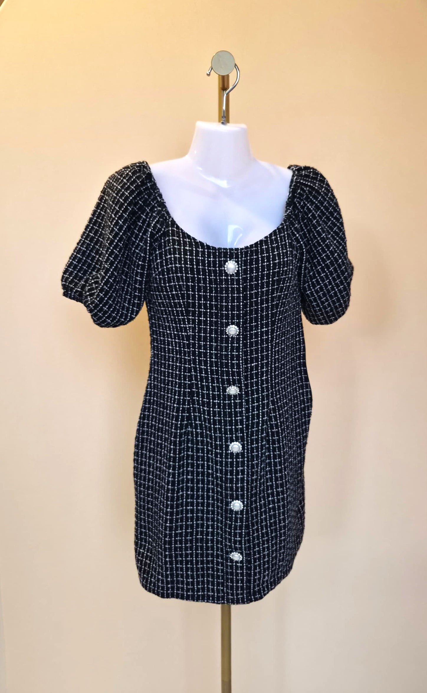 Pomelo Black Tweed Mini Dress – Size XS