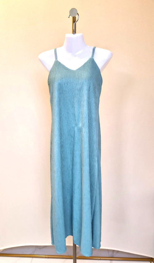Textured Aqua Slip Maxi Dress (Size S)