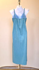 Textured Aqua Slip Maxi Dress (Size S)