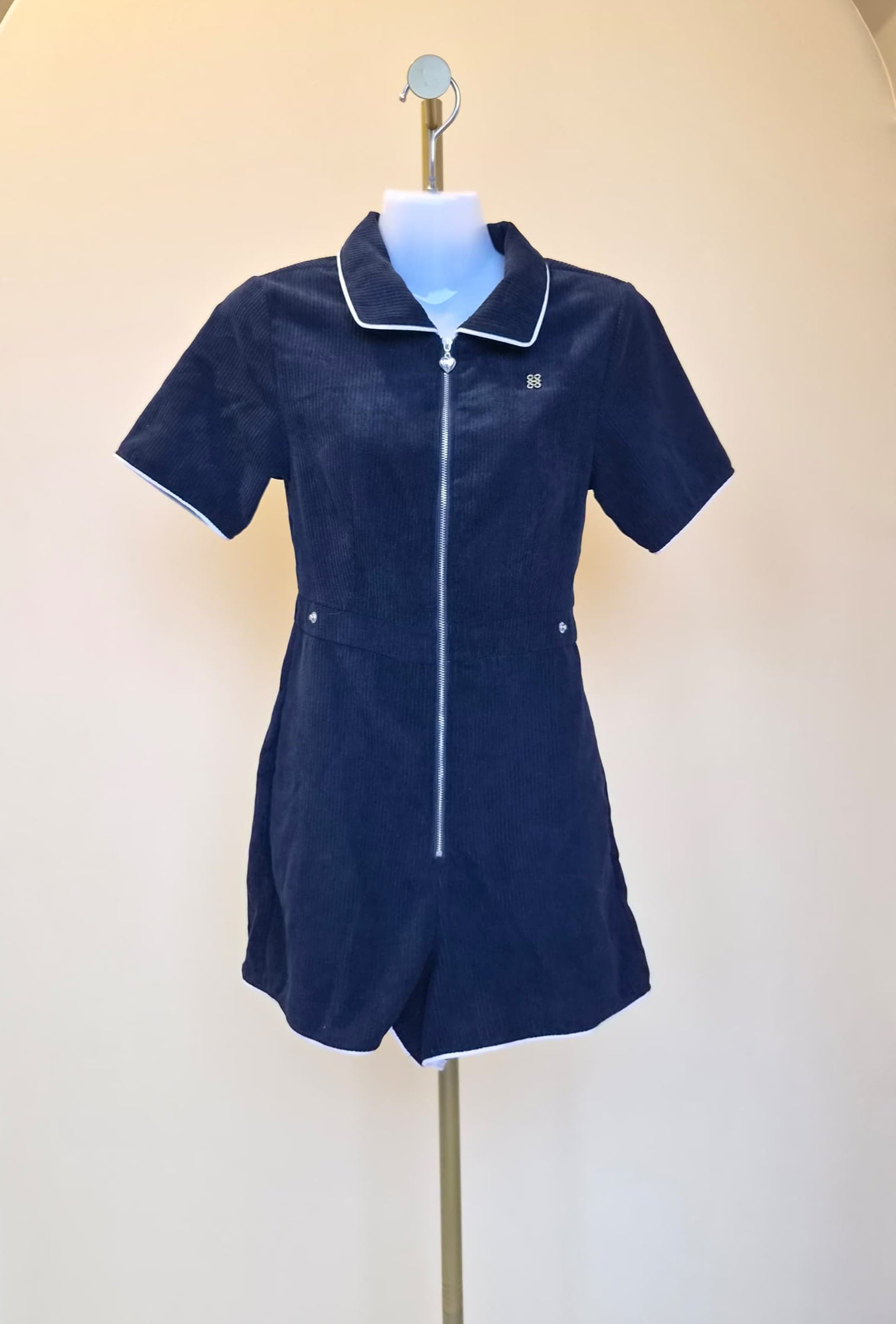 Pomelo Navy Corduroy Zip Playsuit – Size XXS