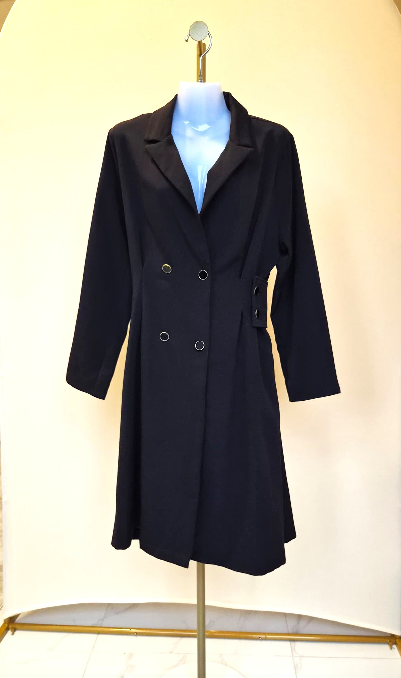 Black Double-Breasted Blazer Dress – Size XXL